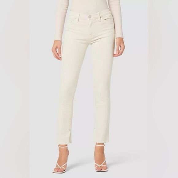 NWT Hudson Nico Mid-Rise Straight Ankle Jean with Slit Hem in Moonbeam Size 32 - Picture 1 of 13